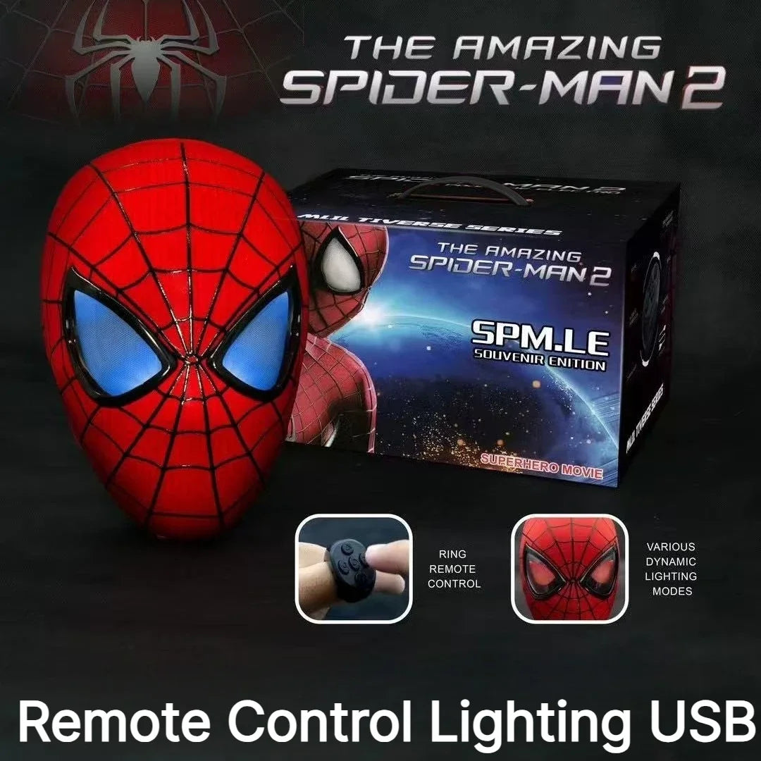 Miles Spider-Man 1:1 Scale Electronic Mask With Moving Glowing Eyes Ring Control Cosplay Toy