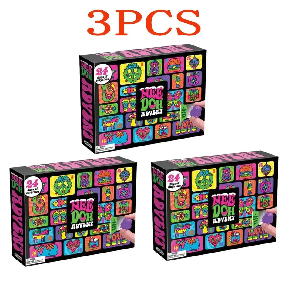 NeeDoh Advent Calendar 3D PVC Squishy Christmas Countdown Calendar Surprise Box Stress Relief Toy