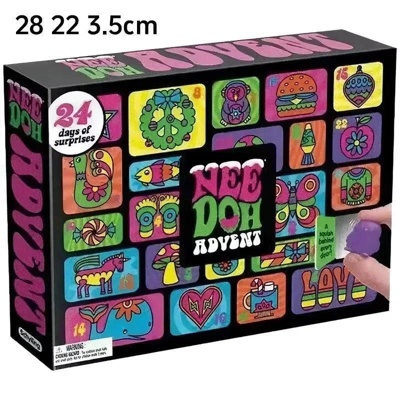 NeeDoh Advent Calendar 3D PVC Squishy Christmas Countdown Calendar Surprise Box Stress Relief Toy