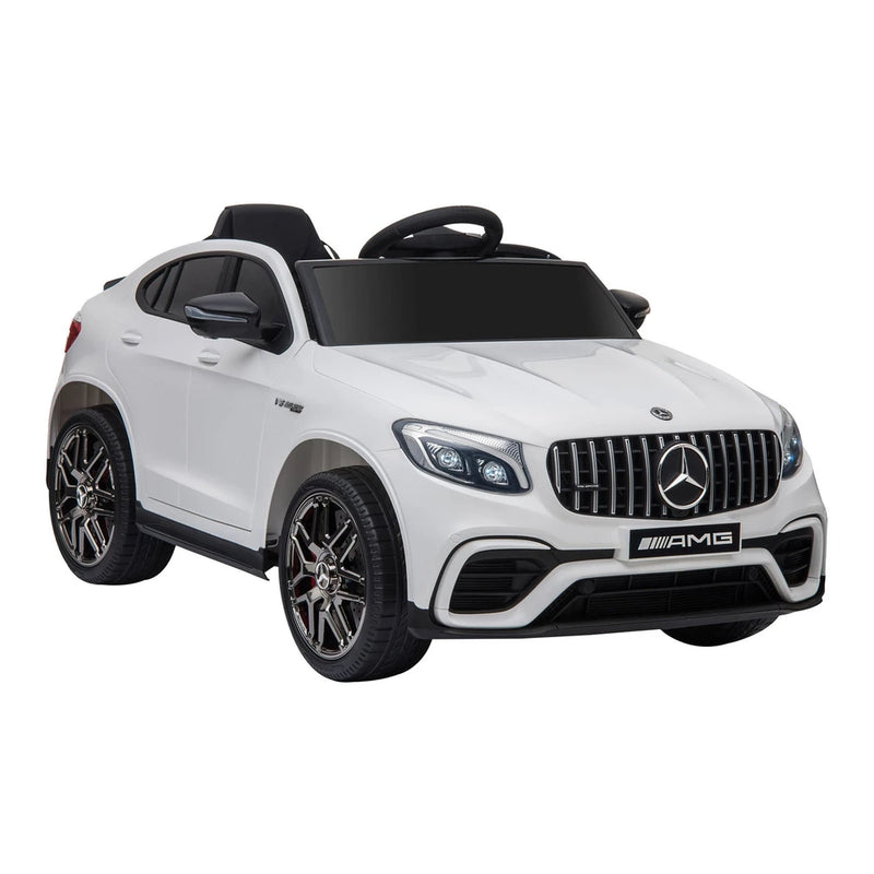 12V Toddler Ride On Car with Remote Control, Mercedes Benz AMG GLC63S Coupe, Electric Car with 2 Speed, MP3 Player, Light, Horn, Songs, Suspension, White