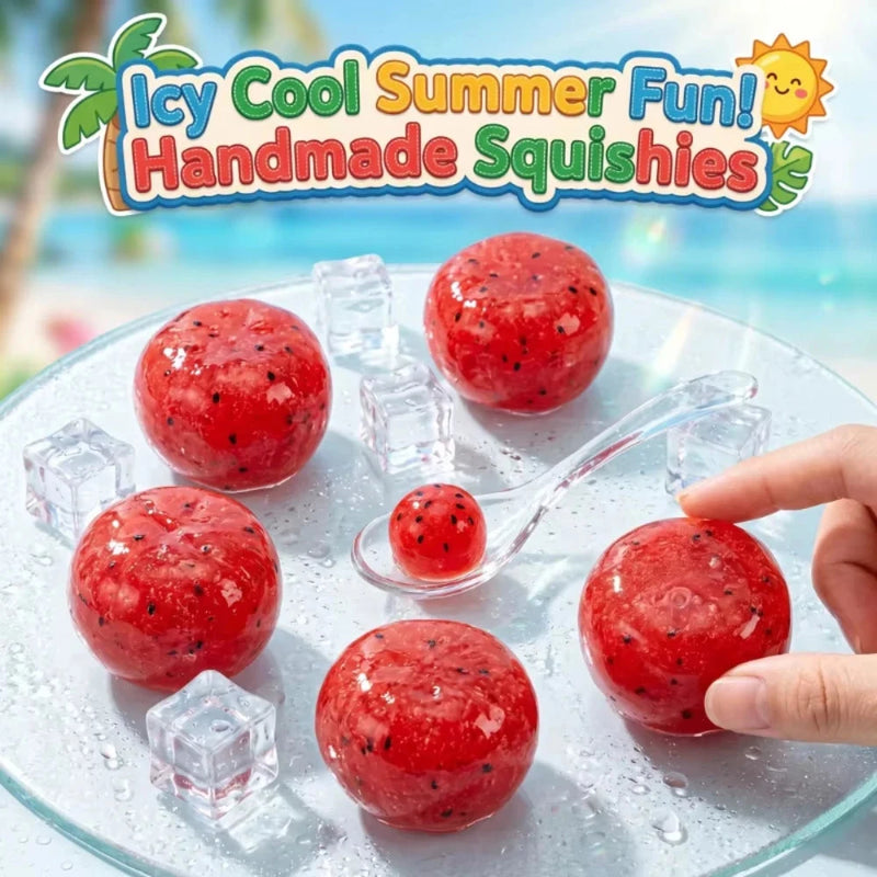 Handmade Watermelon Slushy Squishy Toy Soft Slow Rebound Stress Relief ADHD Squeeze Toy Realistic Fruit  Model Adult Gift