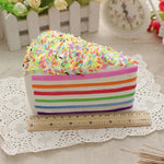 Rainbow Layer Cake Squishy Toy Colorful Slow Rising Stress Relief Fidget Toy Simulation Food Triangle Cake Squeeze Toy