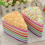 Rainbow Layer Cake Squishy Toy Colorful Slow Rising Stress Relief Fidget Toy Simulation Food Triangle Cake Squeeze Toy