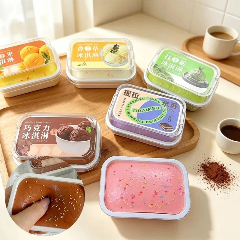 Squishy Tiramisu Ice Cream Cake Squeeze Toy Slow Rebound Stress Relief Fidget Toys For Anxiety ADHD Autism For Kids Adult
