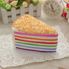 Rainbow Layer Cake Squishy Toy Colorful Slow Rising Stress Relief Fidget Toy Simulation Food Triangle Cake Squeeze Toy