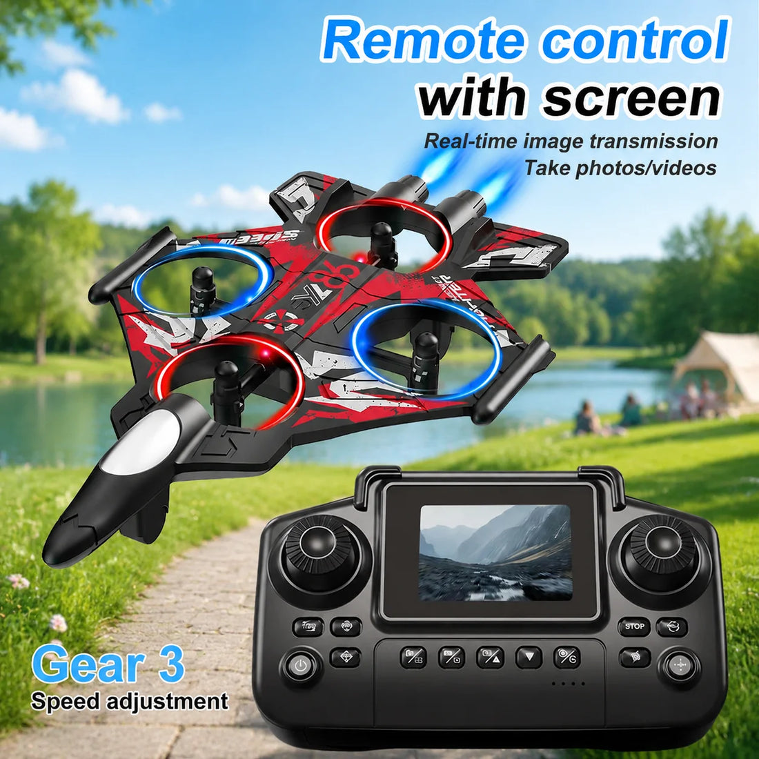 ZNLYRION Drone YL86 Fighter Shape With Screen Remote 480P Camera