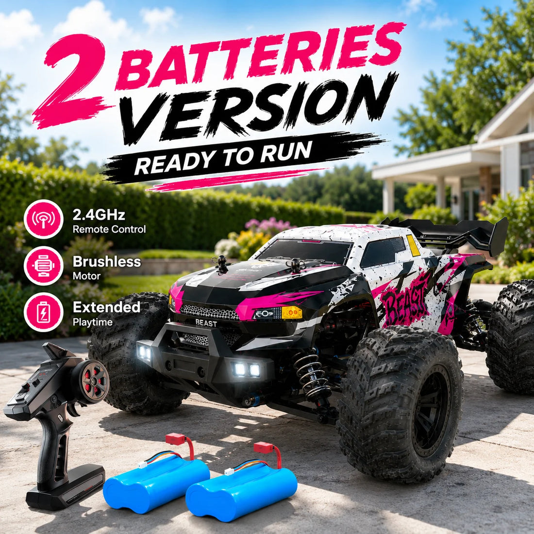 ZNLYRION RC Car Off-Road Monster 4WD Truck 2.4GHz 3-Speed Adjustable Remote Control Car