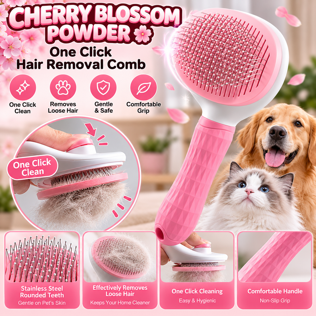 Pet Dog Hair Brush Cat Comb Pet Hair Remover Brush