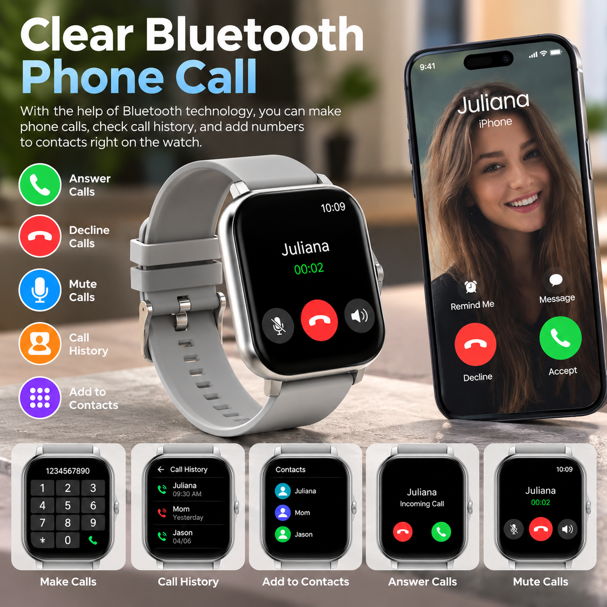 Sport Fitness Clock Health Monitor Waterproof Smartwatch Wireless