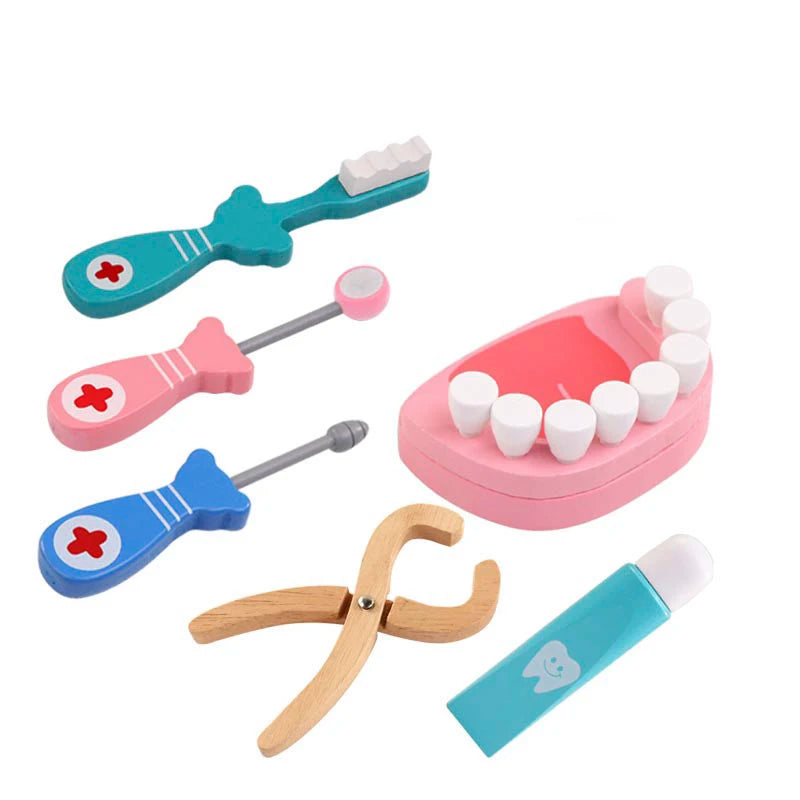 Wooden Pretend Play Doctor Medical Simulation Medicine Chest Set for Kids