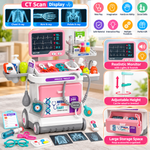 Deluxe Kids Doctor Play Set Pretend Play Medical Cart Trolley ECG Stethoscope Educational Role Play Toy Boys Girls Gift