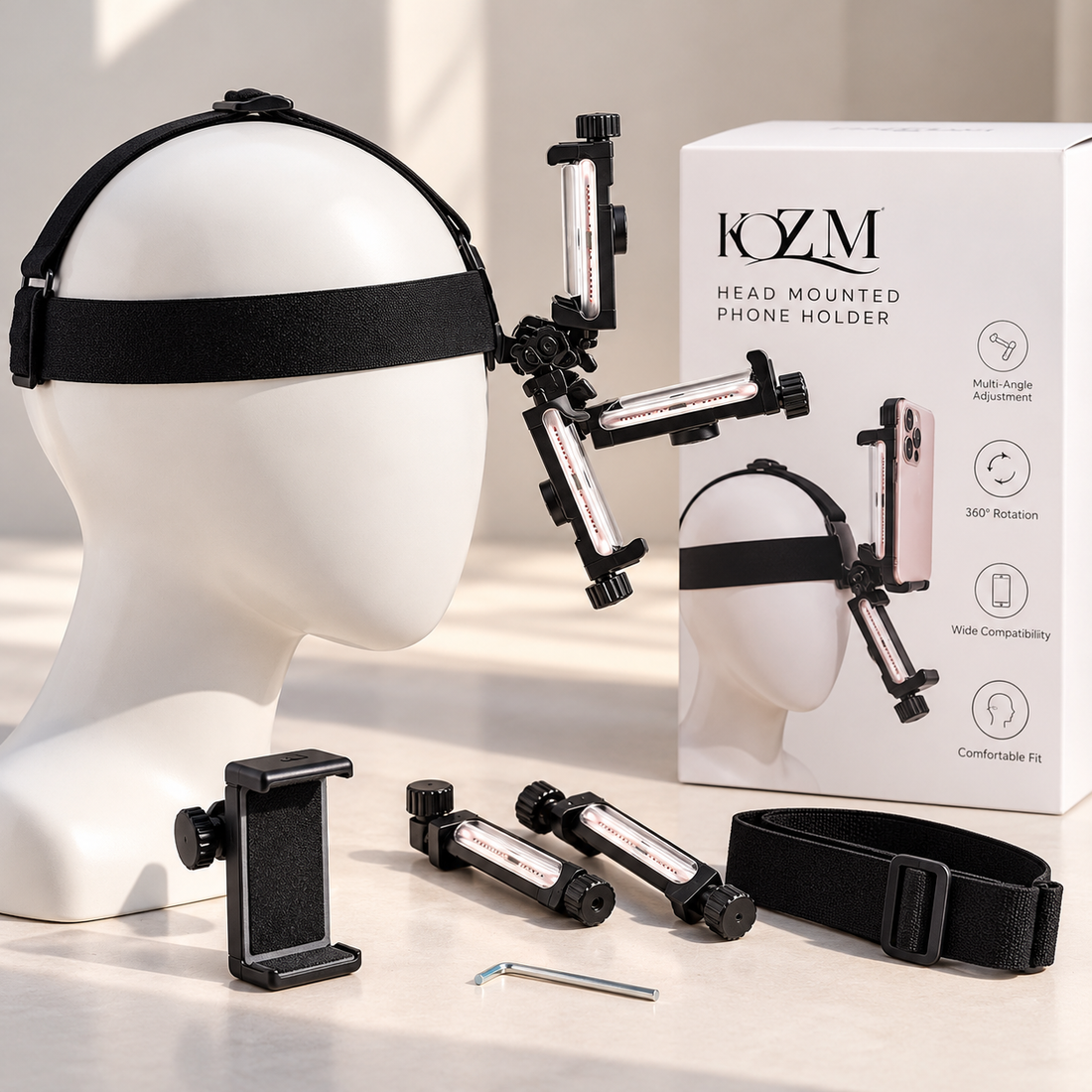Head-Mounted Headband Bracket Adjustable Live Broadcast Mobile Phone Holder