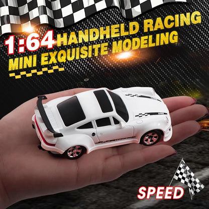 Oike 4WD Remote Control Desktop Car for Adults Kids 1/64 or 1/43 Mini Drift Racing High Speed RC Car with LED Lights Hobby Gift