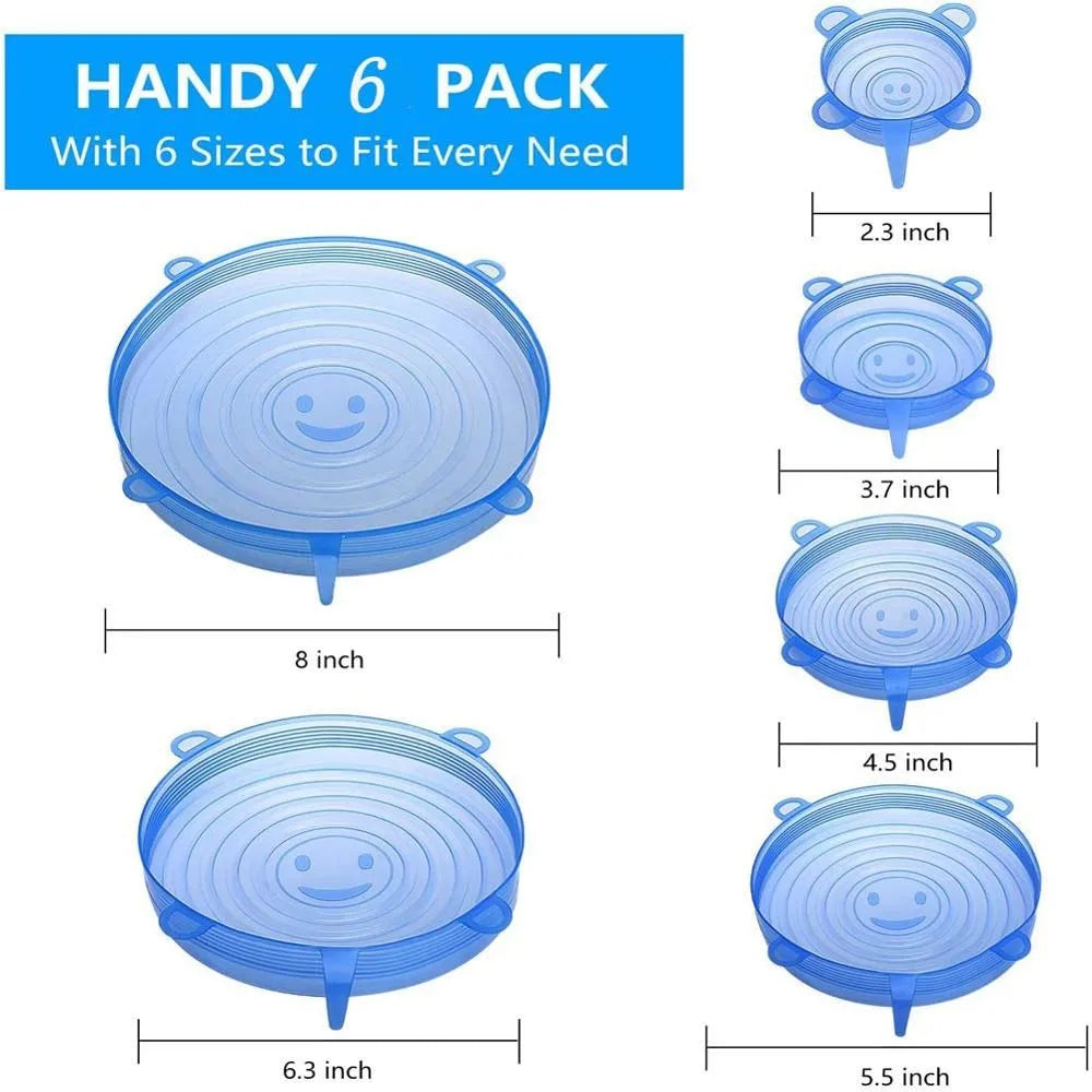 6 Pcs Silicone Cover Stretch Lids for Kitchen Microwave Food Covers Bowl Caps Elastic Silicone