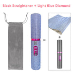 2-IN-1 Electric USB Hair Straightener Curler Fashion Colored Diamond  Design Wireless Travel Size