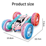 Christmas Themed Pink Remote-Controlled Swing Arm Stunt Car, 360° Flip, Double-Sided Driving, Cool Lighting, Christmas Gift
