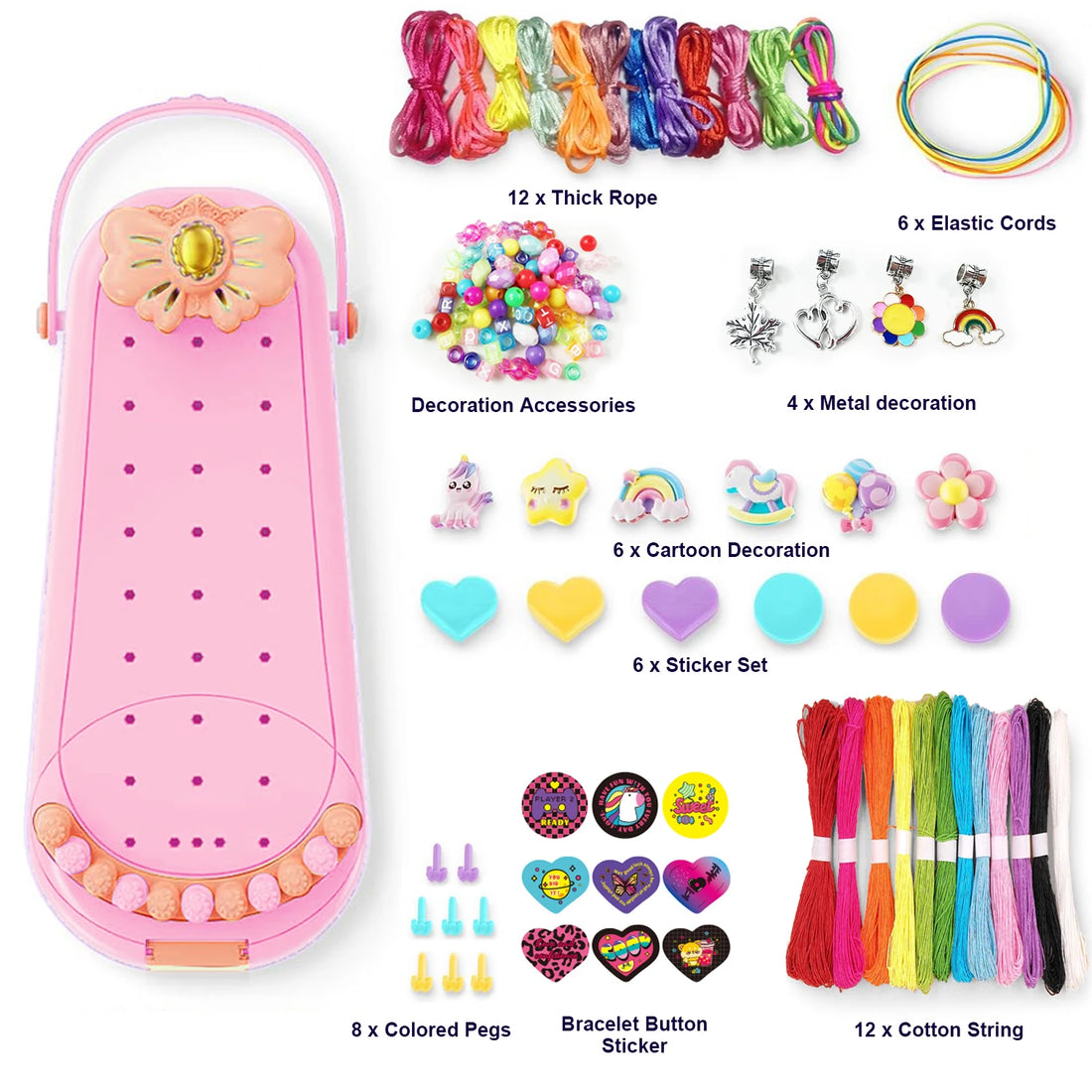 DIY Bracelet Making Kit for Girls - Children's Art And Craft Jewelry Rope Weaving Set Toy