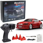 Oike 4WD Remote Control Desktop Car for Adults Kids 1/64 or 1/43 Mini Drift Racing High Speed RC Car with LED Lights Hobby Gift