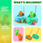 Dinosaur RC Car for Toddlers with Lights & Music, Cartoon Electric Toy Vehicle - 2CH , Gift for Kids Birthday Christmas