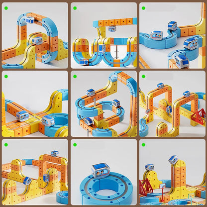 Magnetic Train Set DIY 3D Cube Track Electric Train Set for Kids