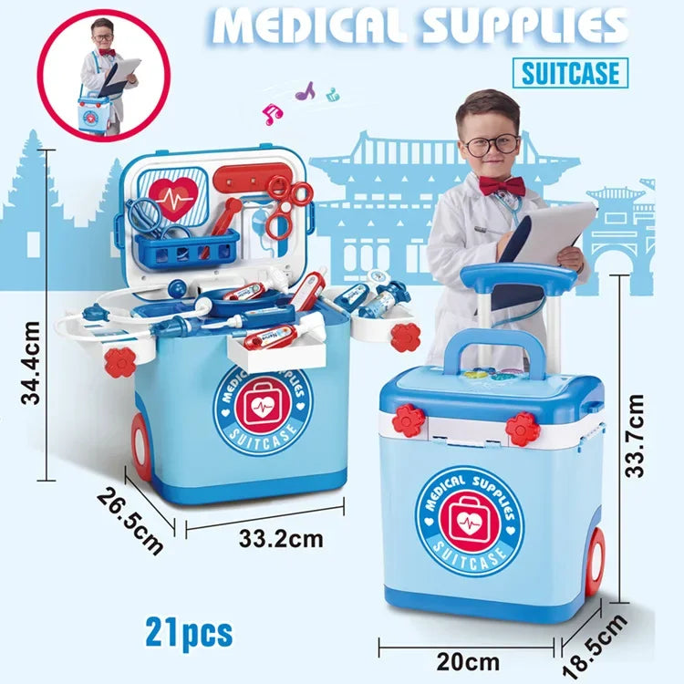 Ice Cream Shop Pretend Play Set Suitcase Cart Toys for Kids