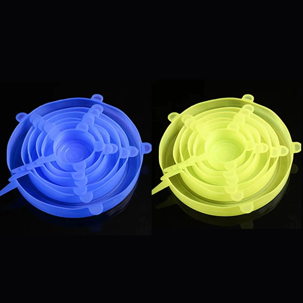 6 Pcs Silicone Cover Stretch Lids for Kitchen Microwave Food Covers Bowl Caps Elastic Silicone