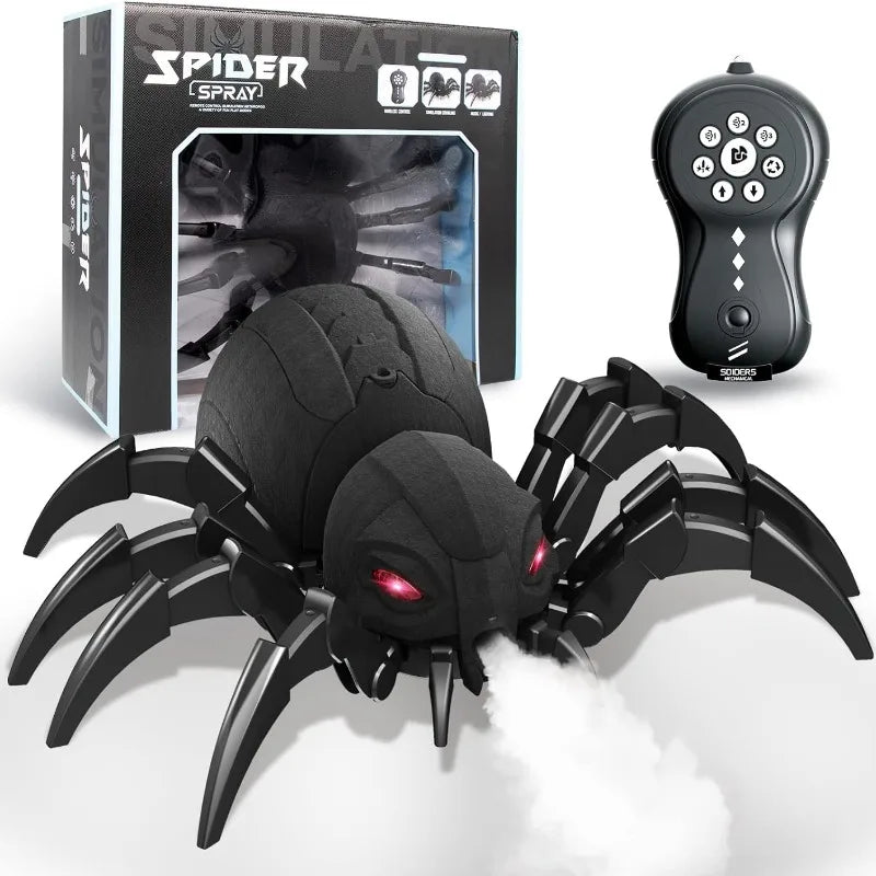 RC Spider Robot Remote Control Spider Toys with Spray/Light/Music Gifts for 6 -12 Year Old Kids