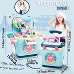 Ice Cream Shop Pretend Play Set Suitcase Cart Toys for Kids