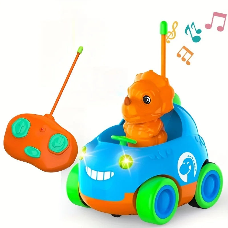 Dinosaur RC Car for Toddlers with Lights & Music, Cartoon Electric Toy Vehicle - 2CH , Gift for Kids Birthday Christmas