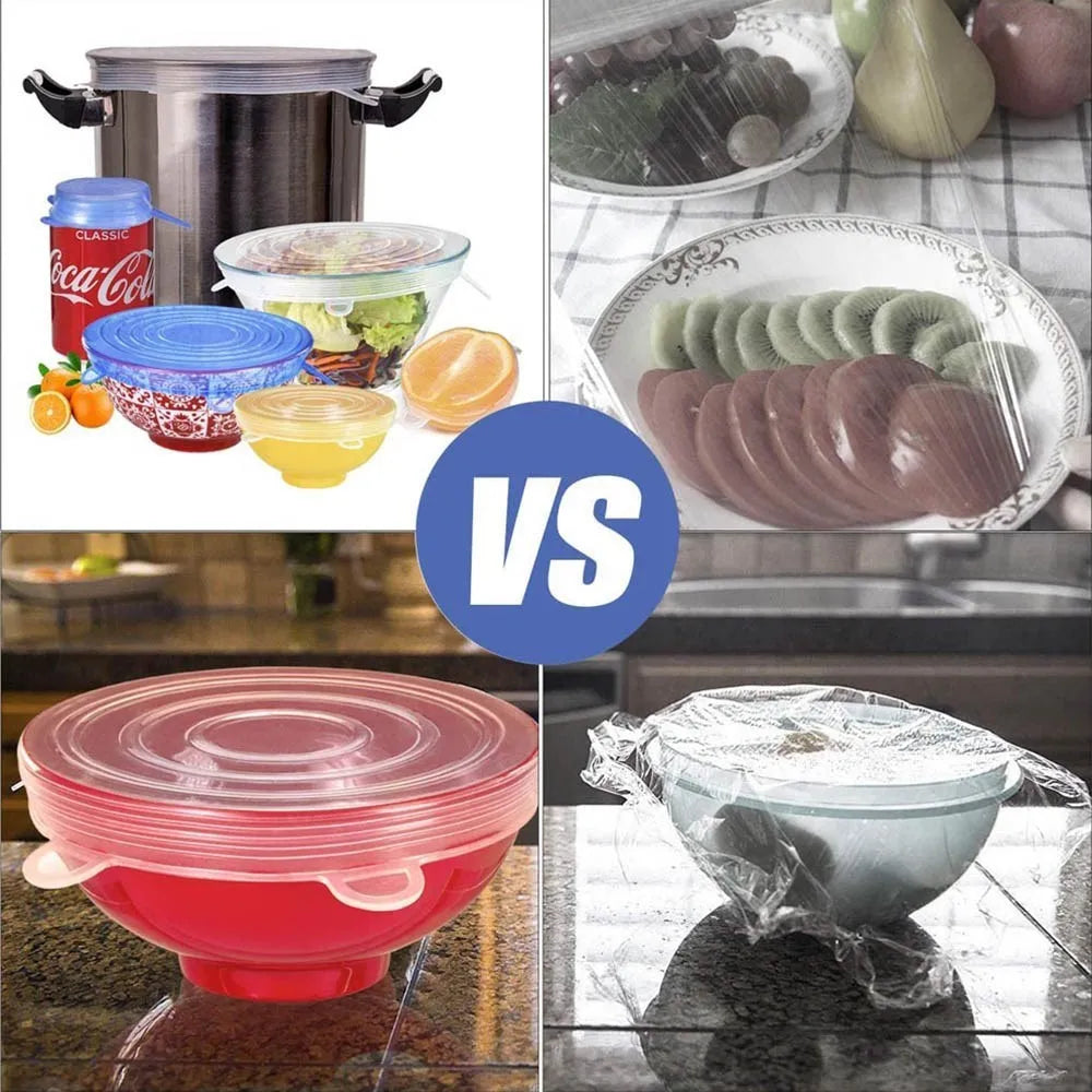 6 Pcs Silicone Cover Stretch Lids for Kitchen Microwave Food Covers Bowl Caps Elastic Silicone