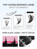 GROINNEYA Lash Clusters Kit Fluffy Individual Lashes C Curl Cluster DIY Lash Extension Kit
