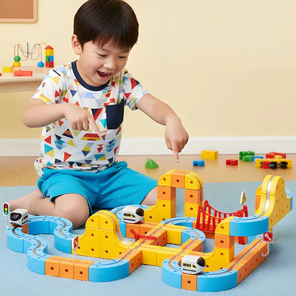 Magnetic Train Set DIY 3D Cube Track Electric Train Set for Kids