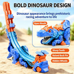 Foldable Dinosaur Transforming Race Track Launcher, 4 Shapes Multi Gameplay Stunt Car Toy