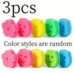 3pcs Smiley Face Cleaning Sponge, Colorful Temperature-Changing Kitchen Sponges, Multi-Purpose