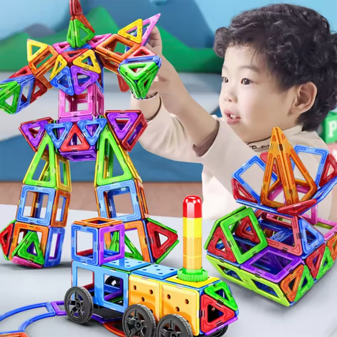 Huge Piece Count Magnetic Building Blocks Set,Magnetic Tiles Set for Kids