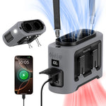 Portable Waist Fan Dual Airflow Outlet Turbo Motors with Four Clips Emergency Flashlight Power Bank for Outdoor