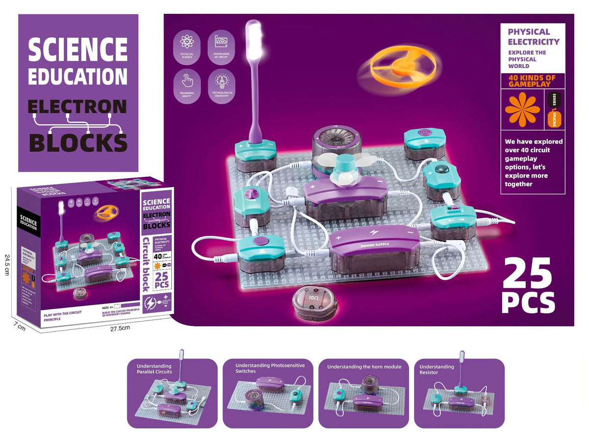 STEM Science Education Electronic Building Blocks Toy - Physics Circuit Experiment Set