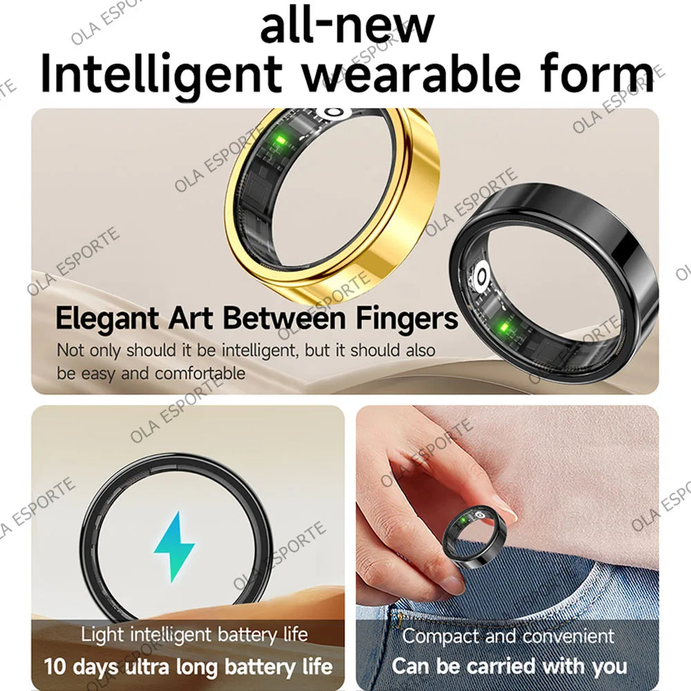 2026 New Smart Ring Heart Rate Blood Pressure Sleep Monitoring Motion Tracking IP68 Waterproof Men Women