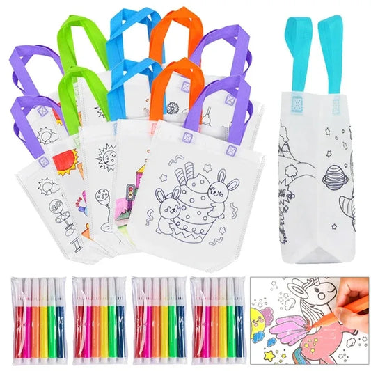 DIY/Graffiti Bags with Coloring Marker Painting Non-Woven