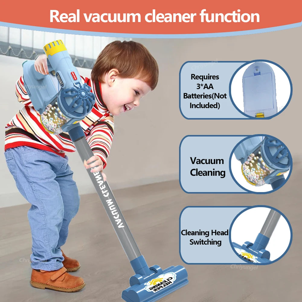 Kids Vacuum Cleaner Toy Electric Realistic Pretend Play Housekeeping Cleaning Set for Toddlers