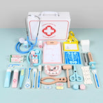 Wooden Pretend Play Doctor Medical Simulation Medicine Chest Set for Kids