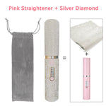 2-IN-1 Electric USB Hair Straightener Curler Fashion Colored Diamond  Design Wireless Travel Size