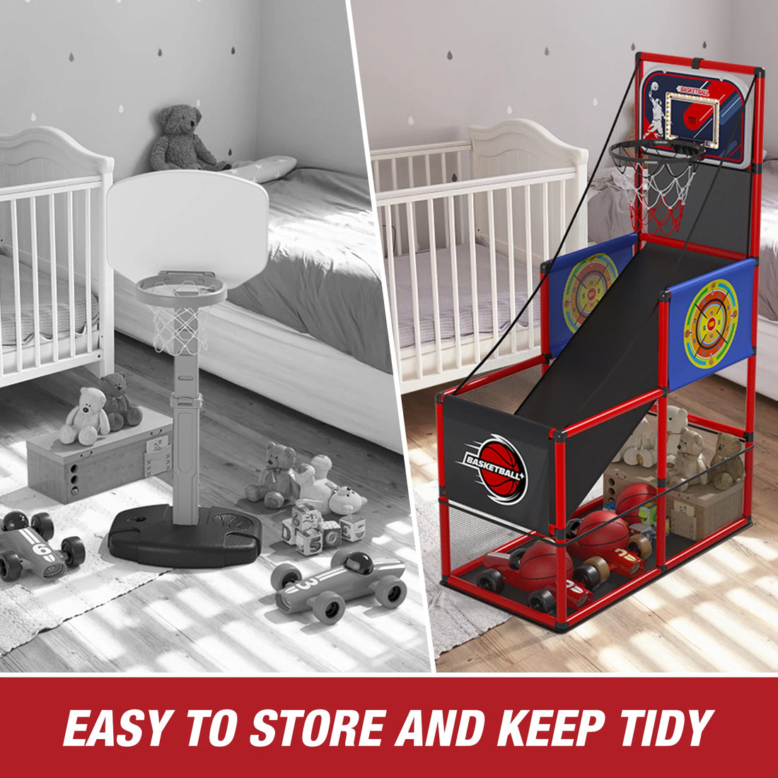 Arcade Basketball Game Set - Indoor/Outdoor Basketball Play, Easy Setup with Pump & Balls,