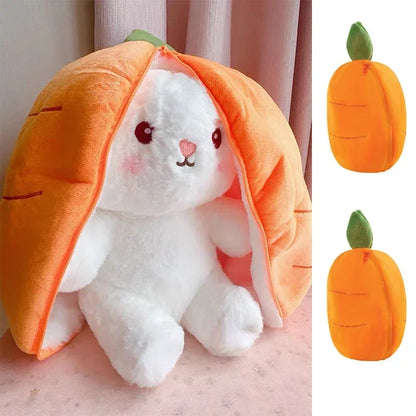 25cm Cute Strawberry Carrot Rabbit Plush Toy Stuffed Creative Into Fruit Transform Baby Cuddly Bunny Doll