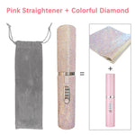 2-IN-1 Electric USB Hair Straightener Curler Fashion Colored Diamond  Design Wireless Travel Size