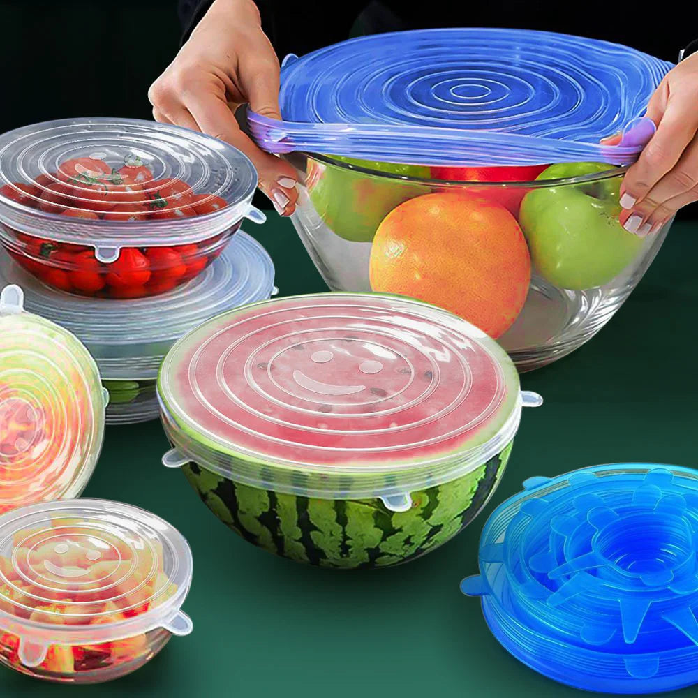 6 Pcs Silicone Cover Stretch Lids for Kitchen Microwave Food Covers Bowl Caps Elastic Silicone