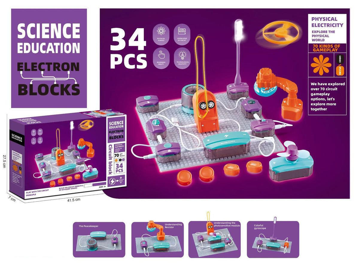 STEM Science Education Electronic Building Blocks Toy - Physics Circuit Experiment Set