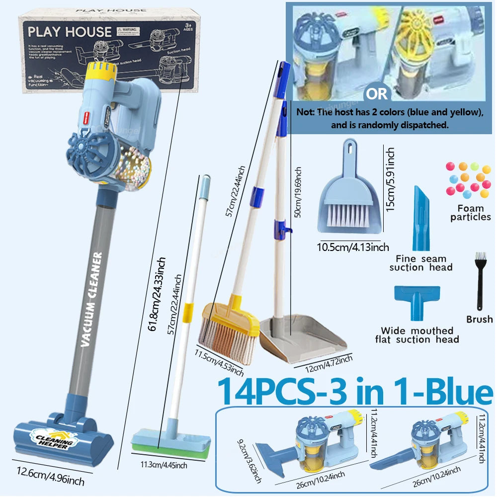 Kids Vacuum Cleaner Toy Electric Realistic Pretend Play Housekeeping Cleaning Set for Toddlers