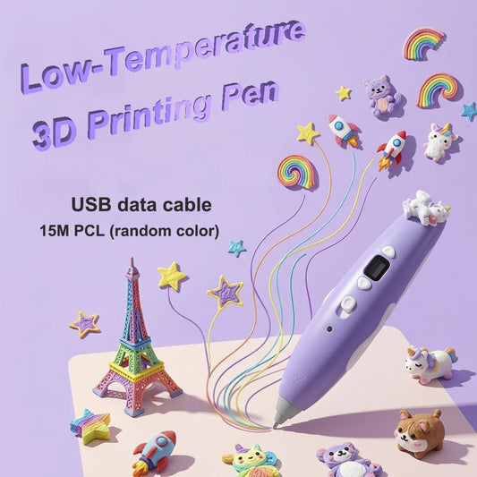 Unicorn Low Temperature 3D Printing Pen for Kids Safe 3D Drawing Pen with LED Display