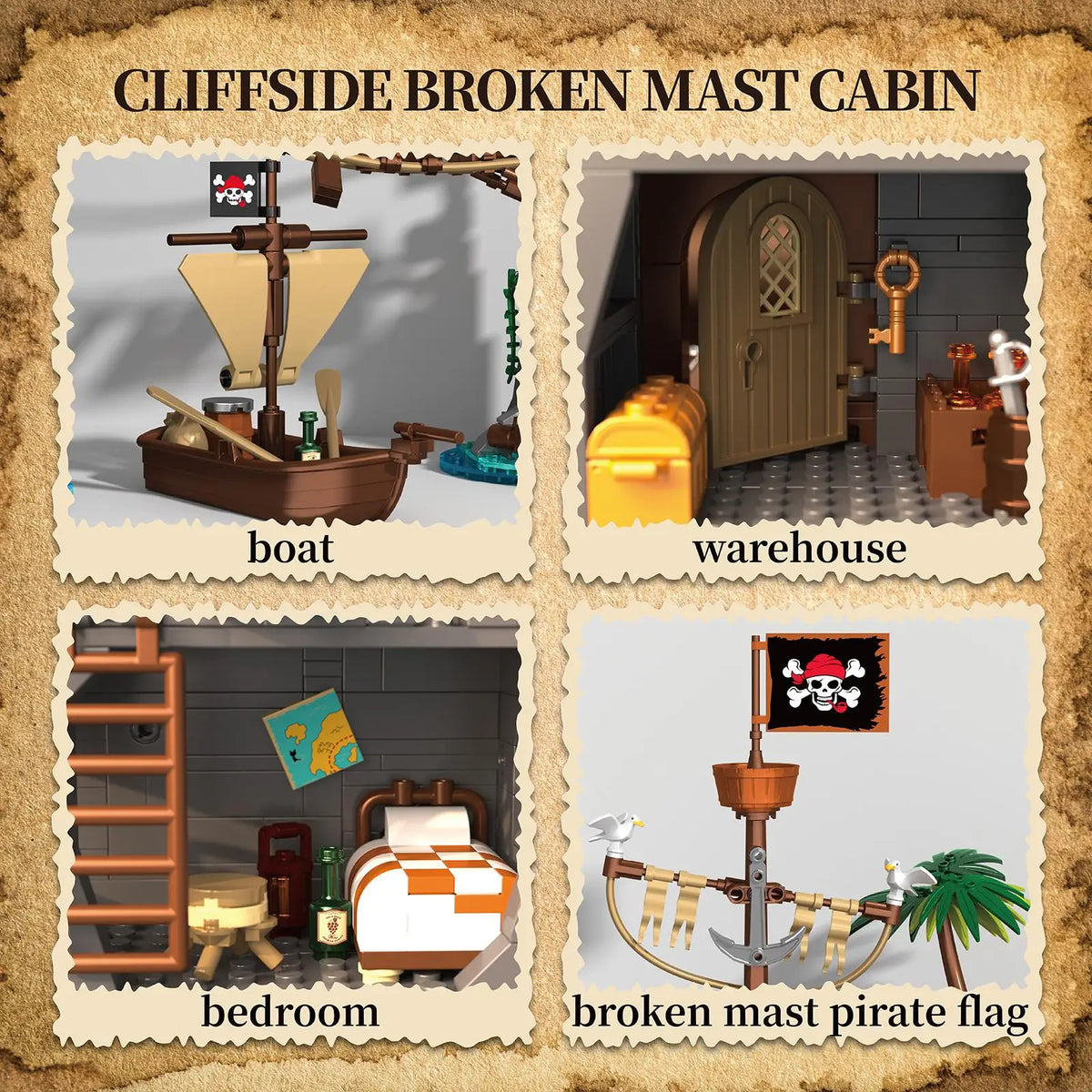 Pirate Cliffside Hideout Collectible Building Blocks Set STEM